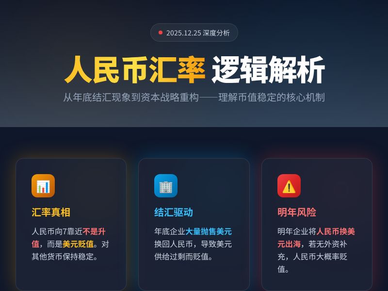 人民币汇率逻辑：从年底结汇到资本战略